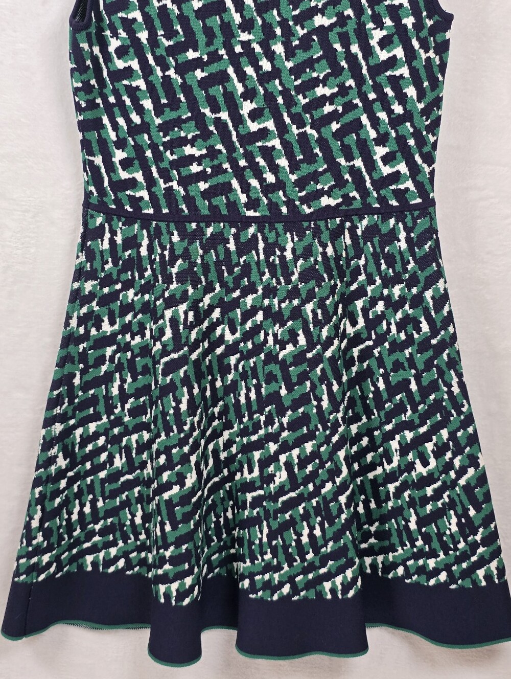 Eliza J Green- Navy Sleeveless Geometric Knit Fit & Flare Sweater  Dress Sz.PL - Picture 10 of 16